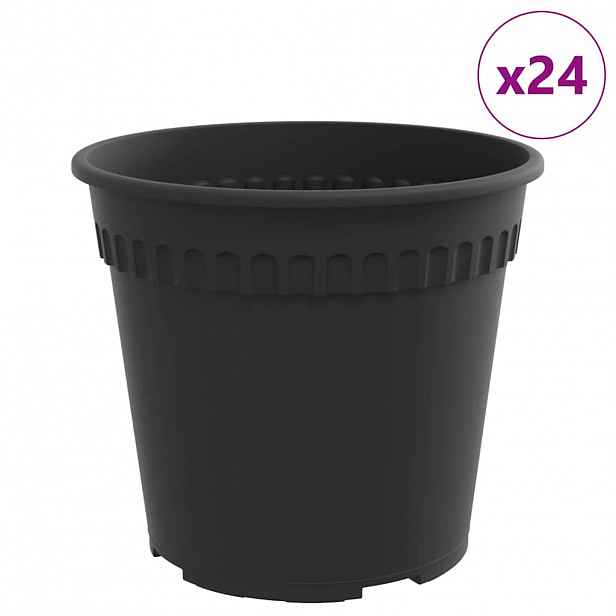 vidaXL Kulatý květináč 24 ks Černá Ø 19 x 16,5 cm Plast