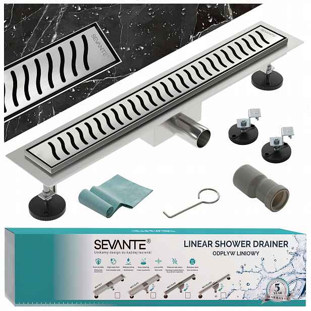 Lineární odtok s maskovacím otvorem 60 cm Flat inox ocel 304 velká průchodnost