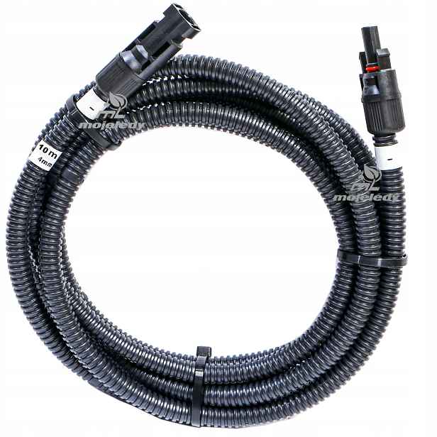 10 m solární prodlužovací kabel Pv 4 mm minus – ukotvený v Uv filtru MC4