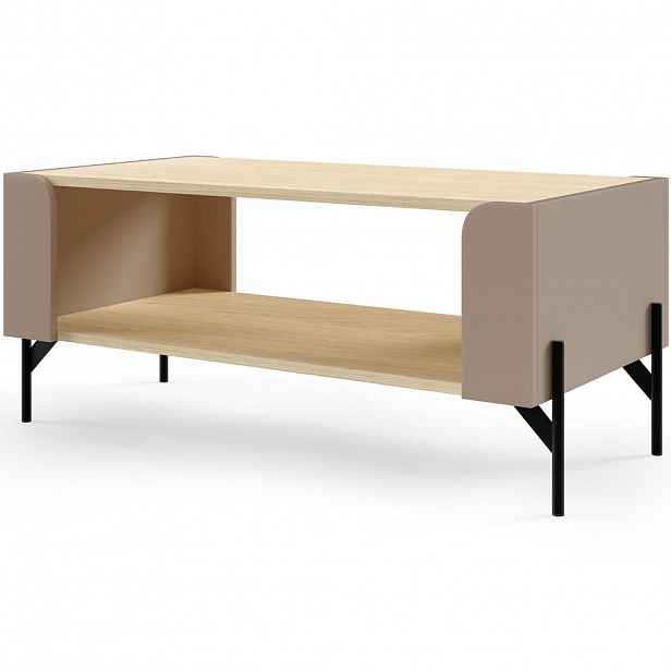Beautysofa KONFERENČNÍ STOLEK Sorella s otevřenou policí, 90 × 40 cm, do studentského pokoje, porcini + dub Mavelie