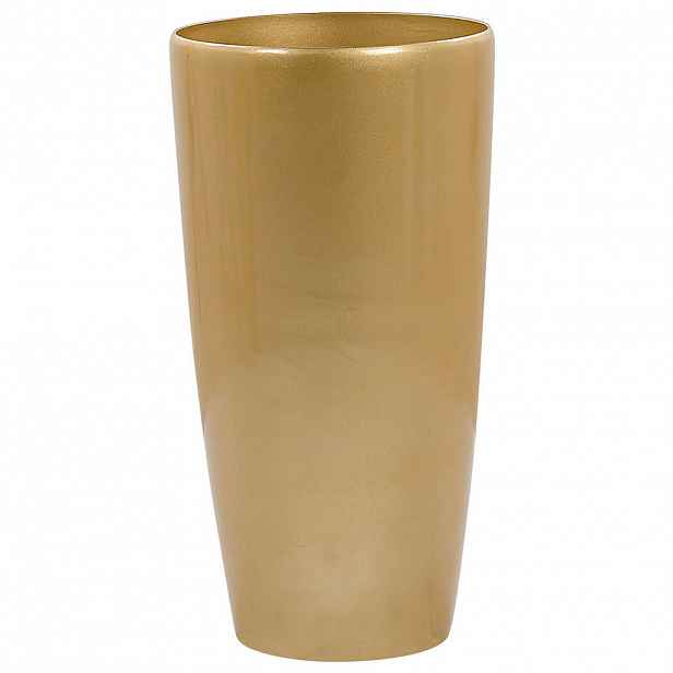 Beliani KVĚTINÁČ zlatý kulatý 40/40/75 cm Tseria