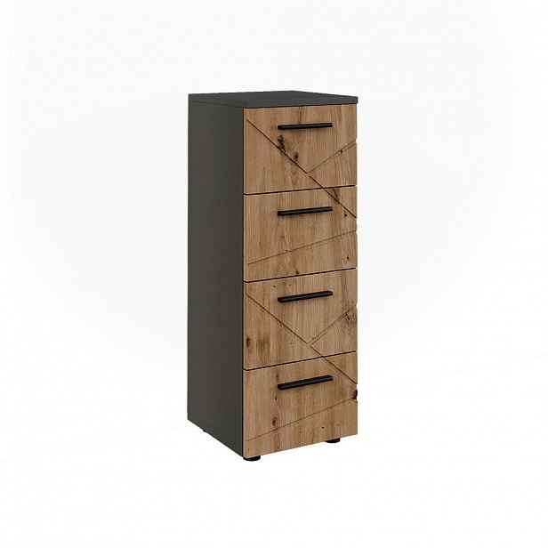Vicco MIDI SKŘÍŇKA Irma, Antracit/Zlatý mocný dub, 30 x 81 cm se 4 zásuvkami