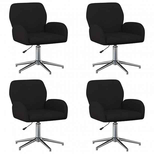 vidaXL Otáčecí židle k psacímu stolu 4 ks 54 x 58 x 90 cm Černá Textil