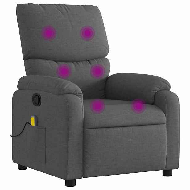 vidaXL Masážní polohovací křeslo tmavě šedé textil
