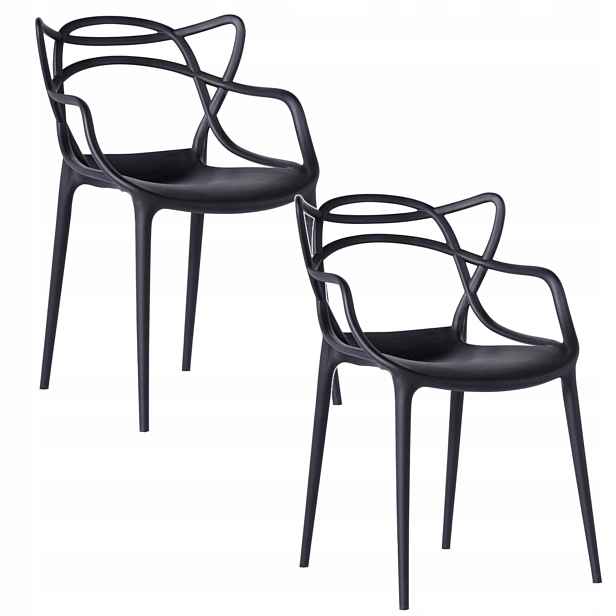 Křeslo Loft Černé Moderní Designové křeslo Kuchyňského Obývacího pokoje Premium x2