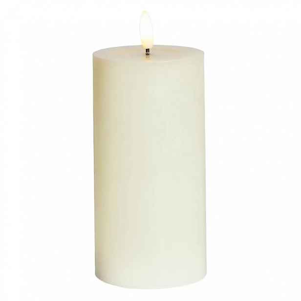 LED svíčka na baterie vosková Sille Ivory, Ø 7,5 × 15 cm, bílá, 2× AA
