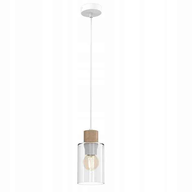 Milagro Madera závěsná lampa bílé dřevo sklo E27
