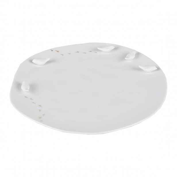 Räder Bílý porcelánový talíř s 3D prvky PTÁCI, střední