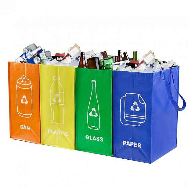 TEMU 1 ks/4 ks Skládací pytel na odpadky s barevným designem recyklace, recyklační koš, odolný polypropylen, snadno se čistí, velká kapacita pro