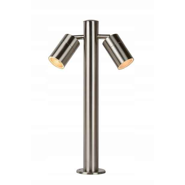 Venkovní zahradní stojací lampa stříbrná dvojitá 2700K IP44 Lucide