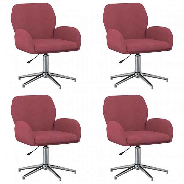 vidaXL Otáčecí židle k psacímu stolu 4 ks 54 x 58 x 90 cm Víno Červené