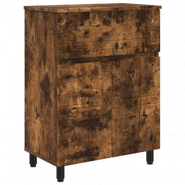 vidaXL Umývadlo do koupelny Kouřový dub 60 x 35 x 80 cm