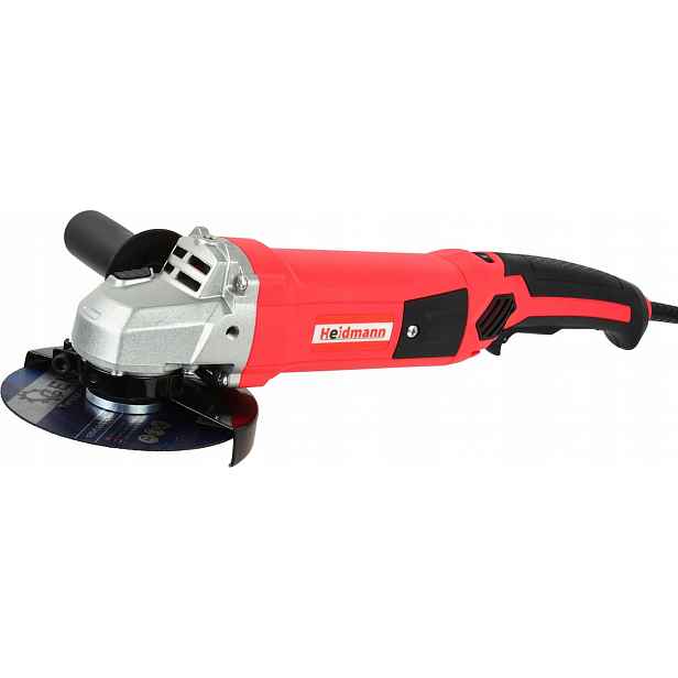 Heidmann Úhlová bruska 125 mm 1600 W, regulace otáček, dlouhá rukojeť