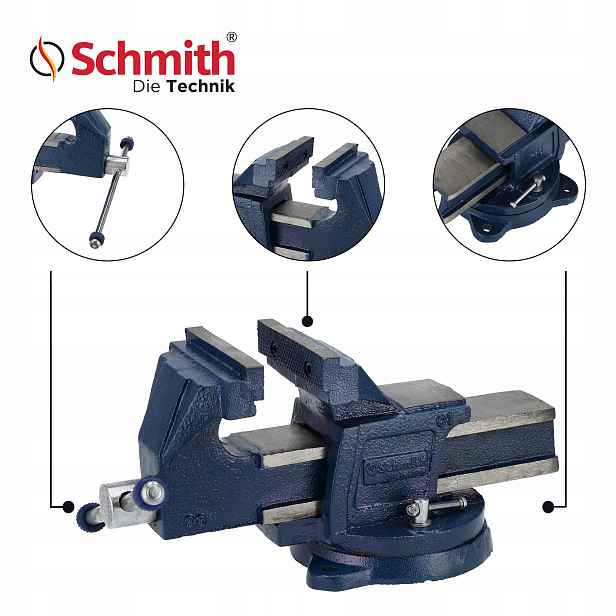 Litinový otočný zámečnický svěrák 100 mm Schmith