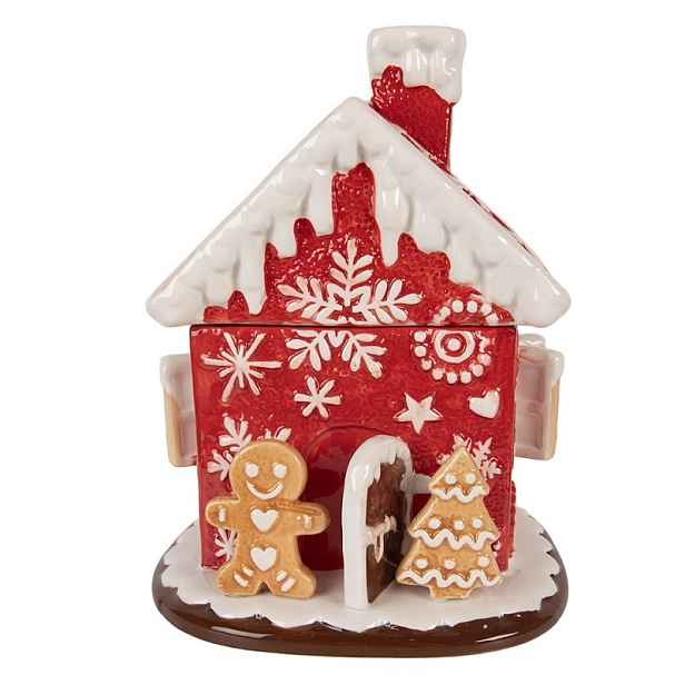 Červená keramická dóza perníková chaloupka - Ø 22*28 cm Clayre & Eef