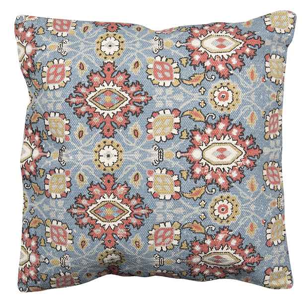 Modrý režný bavlněný povlak na polštář s ornamenty - 50*50 cm Clayre & Eef