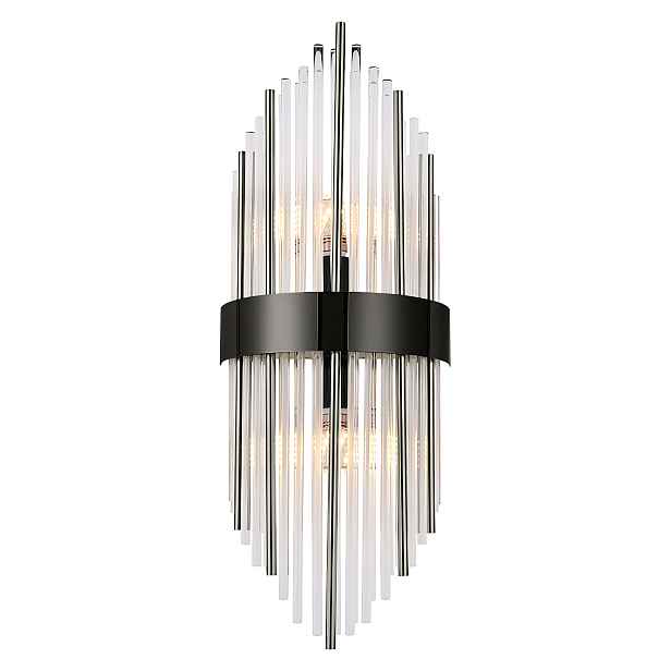 Nástěnná Lampa Černá Kovová Skleněné Elegantní Stínítko Glamour E14 Loft