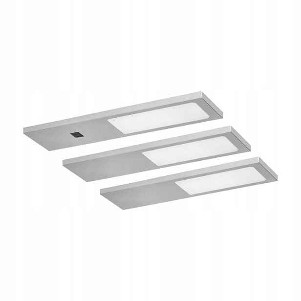 Plana sada 3 Led podskříňkových svítidel, 3x4W, 4000K, šedá, bezdotykový vypínač