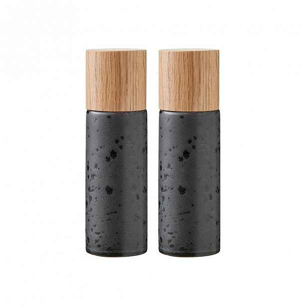 Sada 2 černých kameninových mlýnků na sůl a pepř Bitz Basics Black