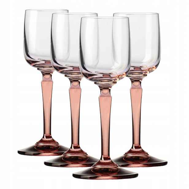 Skleničky na vodky Krosno Celebration Moments s růžovou nožkou 4 ks 40 ml