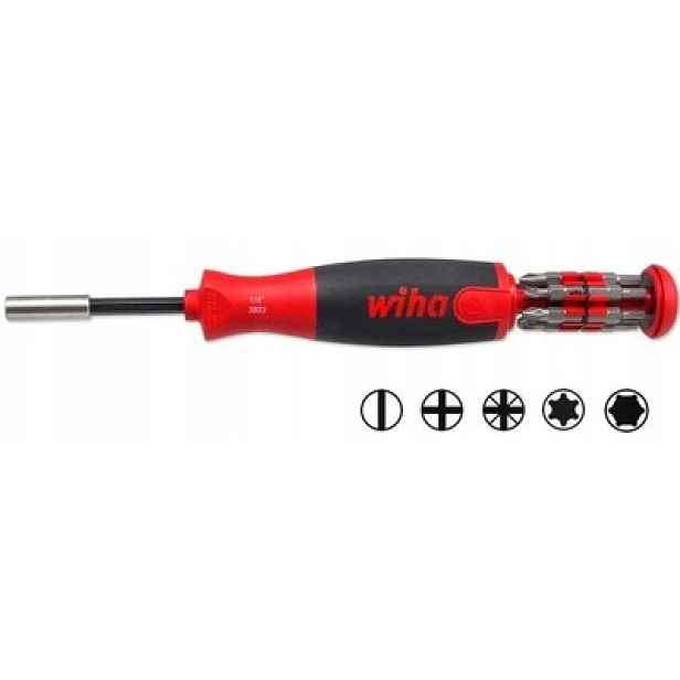 Univerzální šroubovák, držák s vyměnitelnými bity 1/4" 12 ks LiftUp 25 Wiha