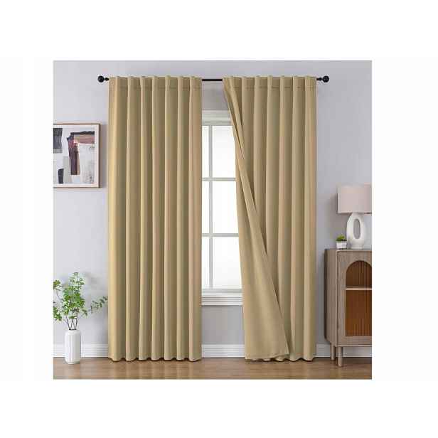 Zatemňovací závěsy do ložnice a obývacího pokoje 2 kusy 140 Cm x 250 cm béžové