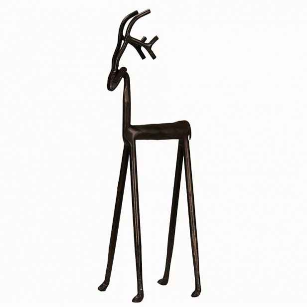 Figurka Sob Jelen 42 cm Vánoční Loft Na Vánoce Černá Kovová