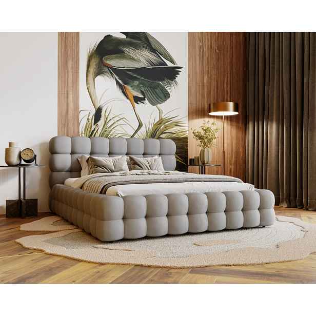 Manželská postel 140x200 MAFALDA - světle šedá