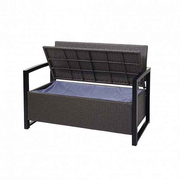 MCW POLY-RATTAN 2MÍSTNÁ LAVICE Světle šedá, krémově bílá