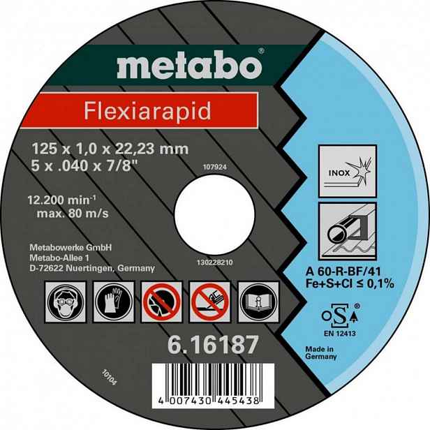 Metabo - Řezný kotouč na nerezovou ocel 125x22,23 mm 616187000