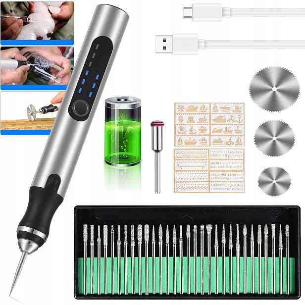 Mini Přesná Akumulátorová Bruska Usb 3 Rychlosti 30 Příslušenství