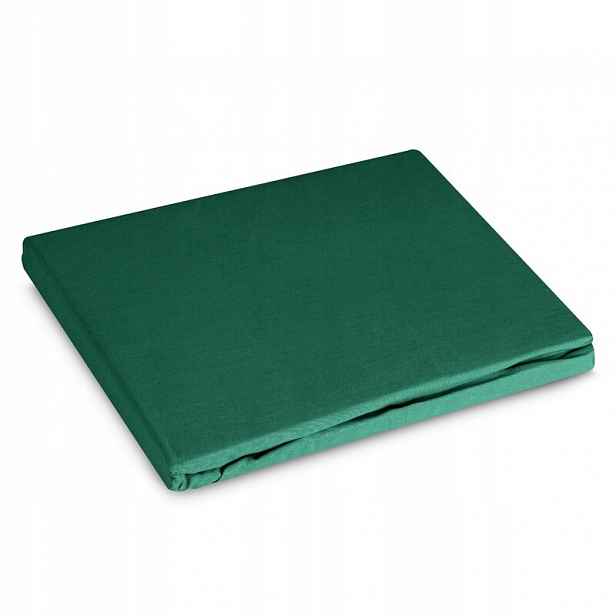 Prostěradlo s gumičkou 220x200 Basic lahvově zelená barva na matrace 30 cm