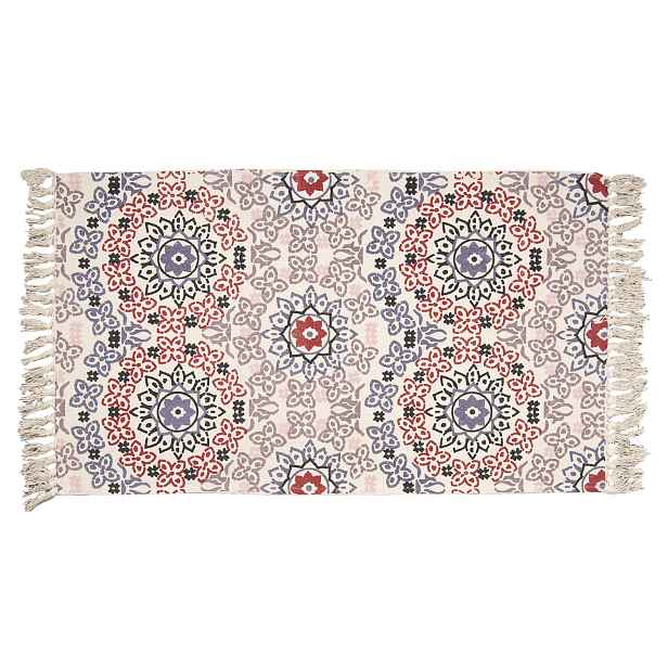 Bavlněný koberec s barevnými ornamenty a třásněmi - 140*200 cm Clayre & Eef