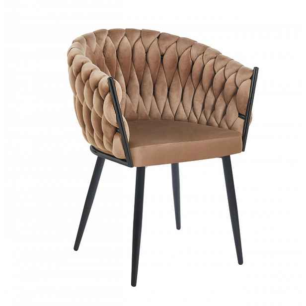 Designová čalouněná židle ZYPHIRA - cappuccino / černá
