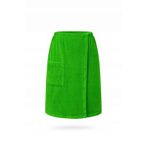 Froté kilt s kapsou VitalHome 80 x 140 cm na suchý zip do sauny, zelený
