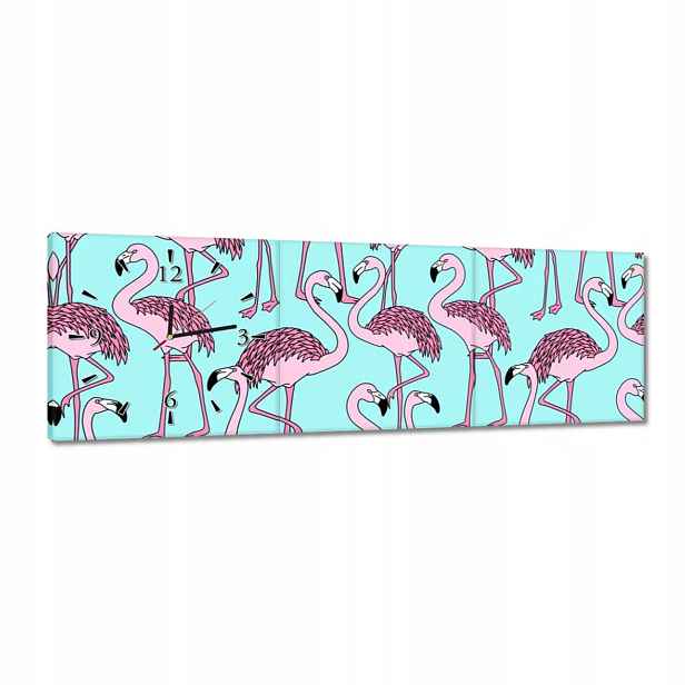 Hodiny 90x30 Růžové Flamini Flamingo