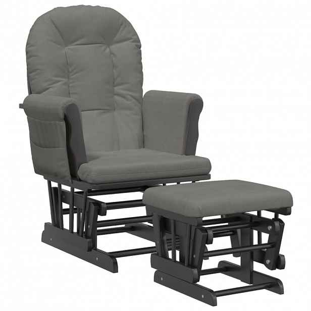 vidaXL Křeslo glider se stoličkou tmavě šedé textil