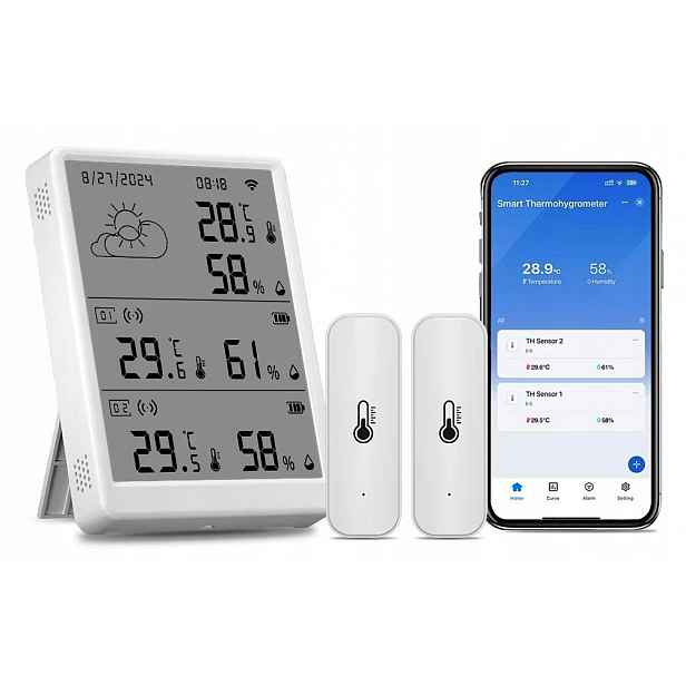 Inteligentní meteorologická stanice s venkovními vnitřními senzory WiFi Tuya