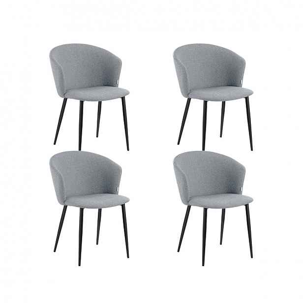 Sada 4 židlí čalouněných jedličkou ve stylu loft Lujo tmavě šedá Homla