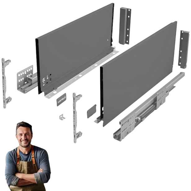 Šuplík Hafele Matrix Slim 550 mm H-199 35 kg 514.15.526 Tenkostěnná šedá