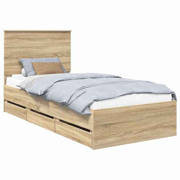 vidaXL Rám postele s čelo Sonoma dub 100 x 200 cm Inženýrské dřevo