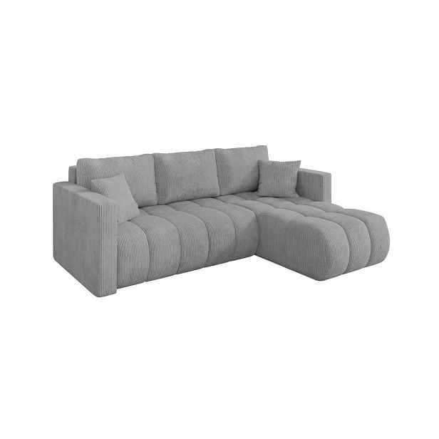 ALTDECOR ROHOVÁ SEDAČKA s funkcí spaní, otoman vpravo GARD-L 226x146x85 šedá manšestr