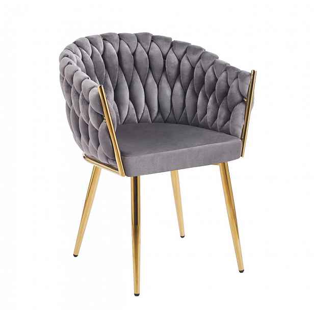 Designová čalouněná židle ZYPHIRA - šedá / zlatá