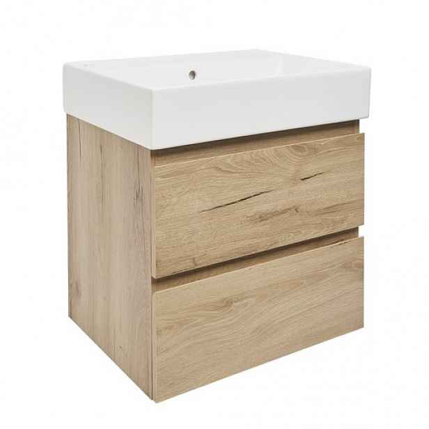 Koupelnová skříňka 2 zásuvková s umyvadlem SAT B-Way 59x50x45 cm dub mat BWAY260OAKU2BI