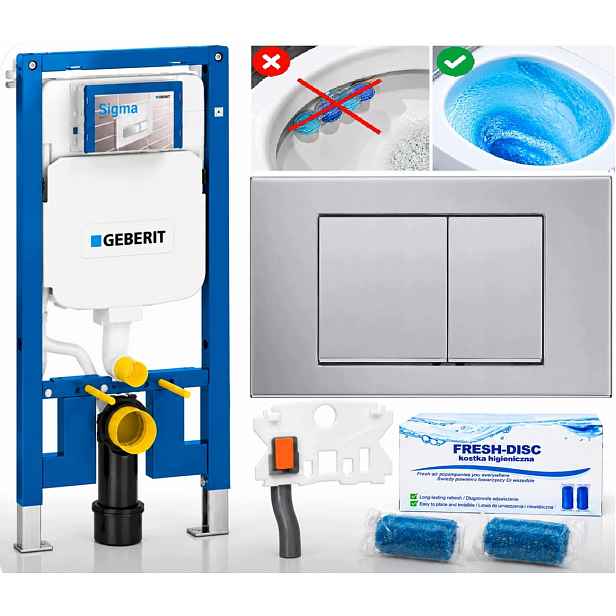 Rám pro Wc Geberit Duofix Slim 8 cm UP720 tlačítko chrom Alto Fresh-disc