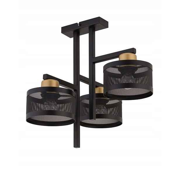 Stropní svítidlo 3-bodová černo-zlatá s krytem Off 3xE27 Sigma Lighting