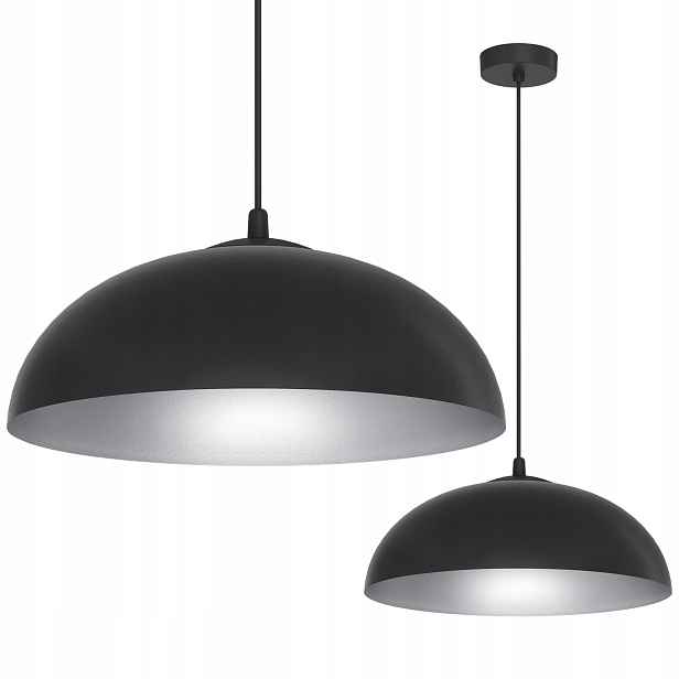 Závěsná Stropní Lampa Lustr Misa Černá Stříbrná Střed Glamour Nad Stůl