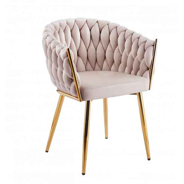 Designová čalouněná židle ZYPHIRA - béžová / zlatá