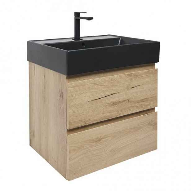 Koupelnová skříňka 2 zásuvková s umyvadlem SAT B-Way 59x50x45 cm dub mat BWAY260OAKU2B2B