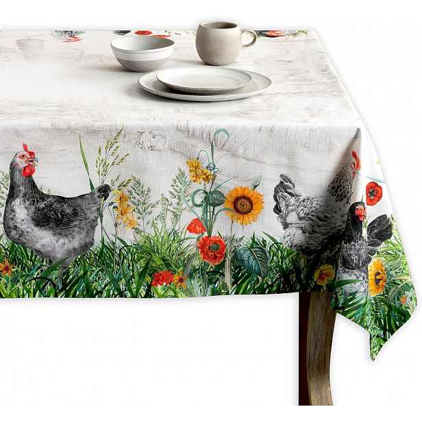 Kuchyňský stůl Obeus Venkovské květiny Slunečnice Kura Bavlna 160 x 220 cm
